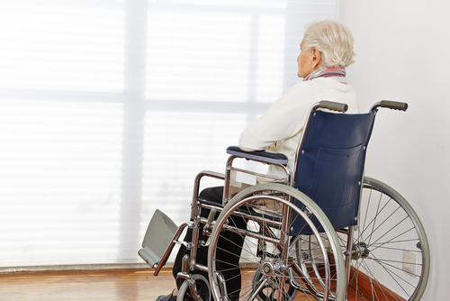 elderly woman in wheelchair